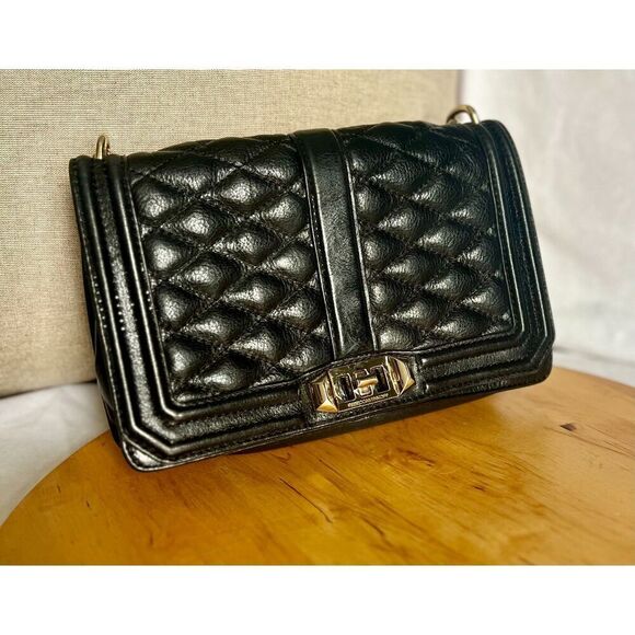 Rebecca Minkoff Handbags - Rebecca Minkoff quilted Love Crossbody Bag in Black